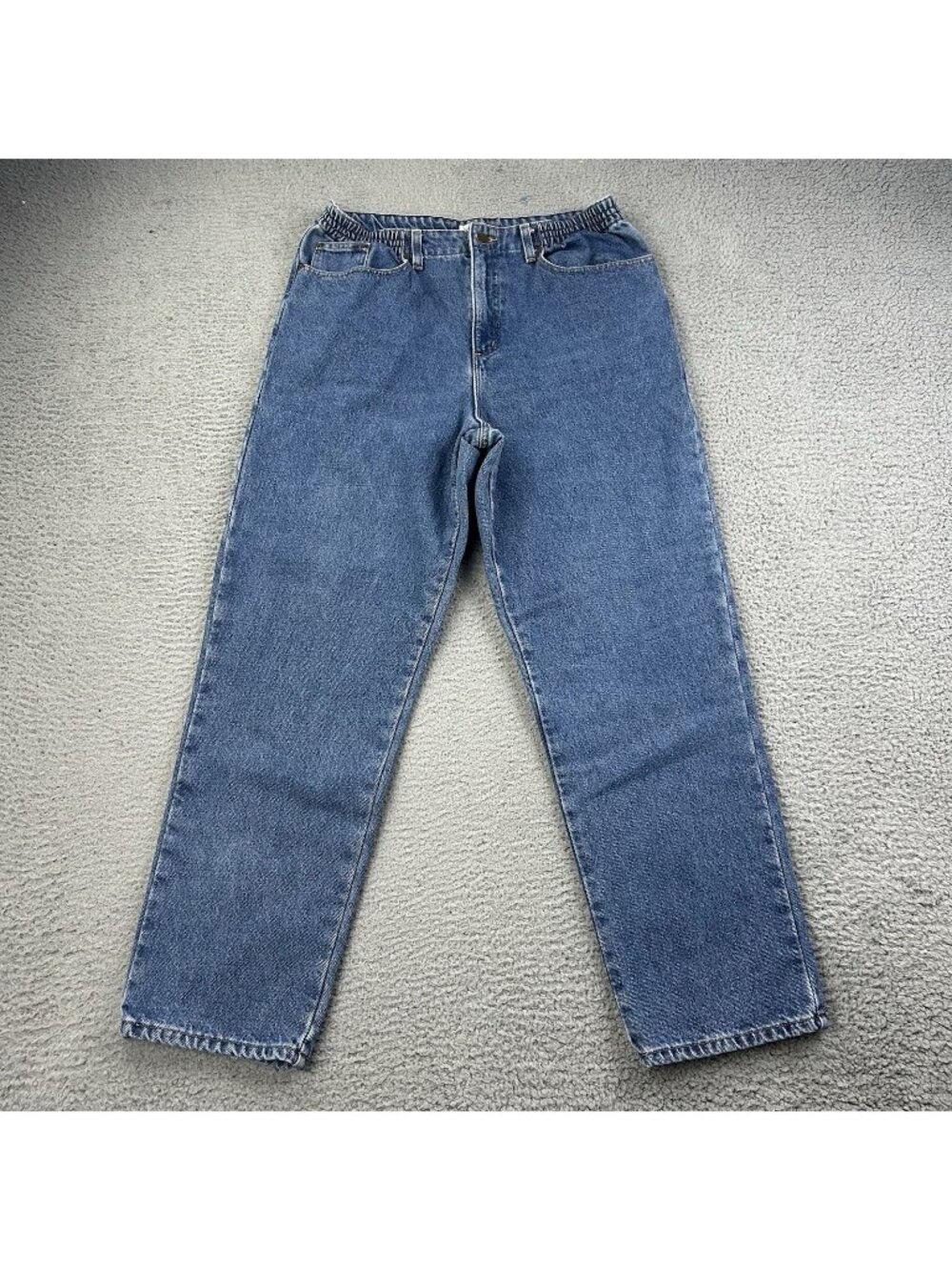 LL Bean Double L Jeans Ultra High Rise Lined Comfort Blue Size 14 Tapered